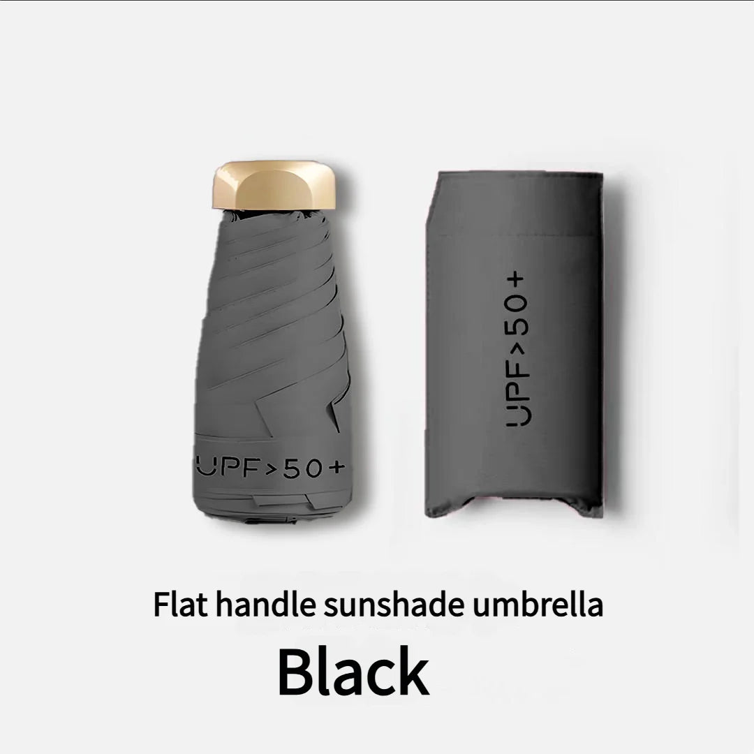 Ultra Light Small Mini Women Five Fold Umbrella Sun Proof Sun Proof anti UV Sun Rain Dual Use Umbrella Thick Black Glue Pocket S