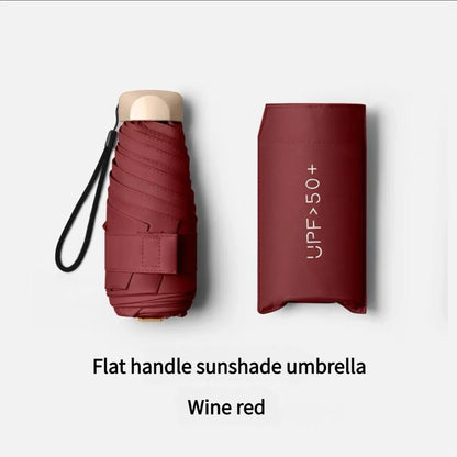 Ultra Light Small Mini Women Five Fold Umbrella Sun Proof Sun Proof anti UV Sun Rain Dual Use Umbrella Thick Black Glue Pocket S