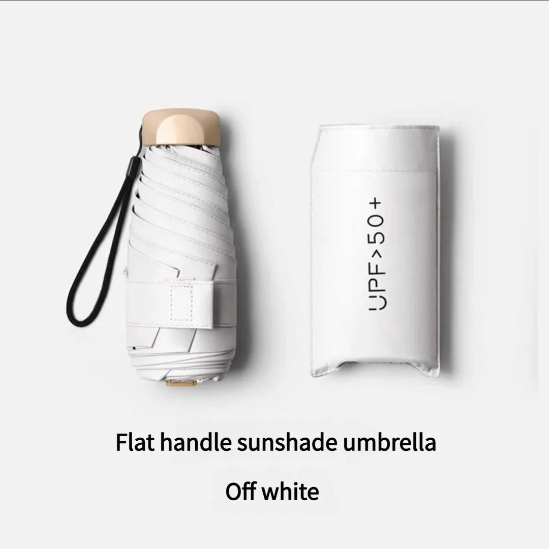 Ultra Light Small Mini Women Five Fold Umbrella Sun Proof Sun Proof anti UV Sun Rain Dual Use Umbrella Thick Black Glue Pocket S