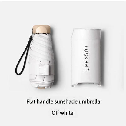 Ultra Light Small Mini Women Five Fold Umbrella Sun Proof Sun Proof anti UV Sun Rain Dual Use Umbrella Thick Black Glue Pocket S