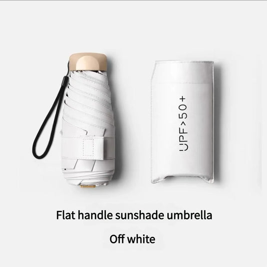 Ultra Light Small Mini Women Five Fold Umbrella Sun Proof Sun Proof anti UV Sun Rain Dual Use Umbrella Thick Black Glue Pocket S