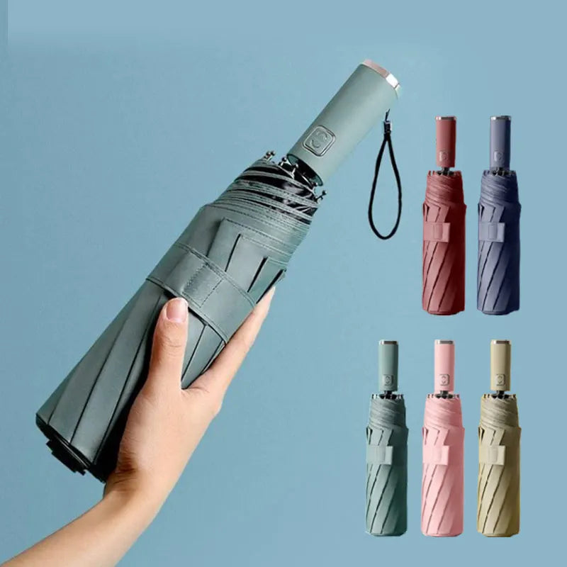 Ultralight Sturdy 3-Speed Infrared Blocking Folding Rain Automatic Umbrella Unisex Strong Ratio Umbrella Small Umbrella