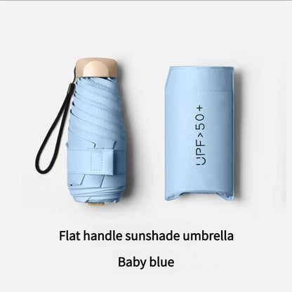 Ultra Light Small Mini Women Five Fold Umbrella Sun Proof Sun Proof anti UV Sun Rain Dual Use Umbrella Thick Black Glue Pocket S