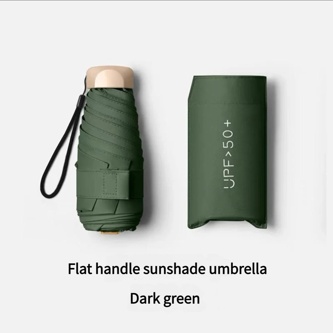 Ultra Light Small Mini Women Five Fold Umbrella Sun Proof Sun Proof anti UV Sun Rain Dual Use Umbrella Thick Black Glue Pocket S
